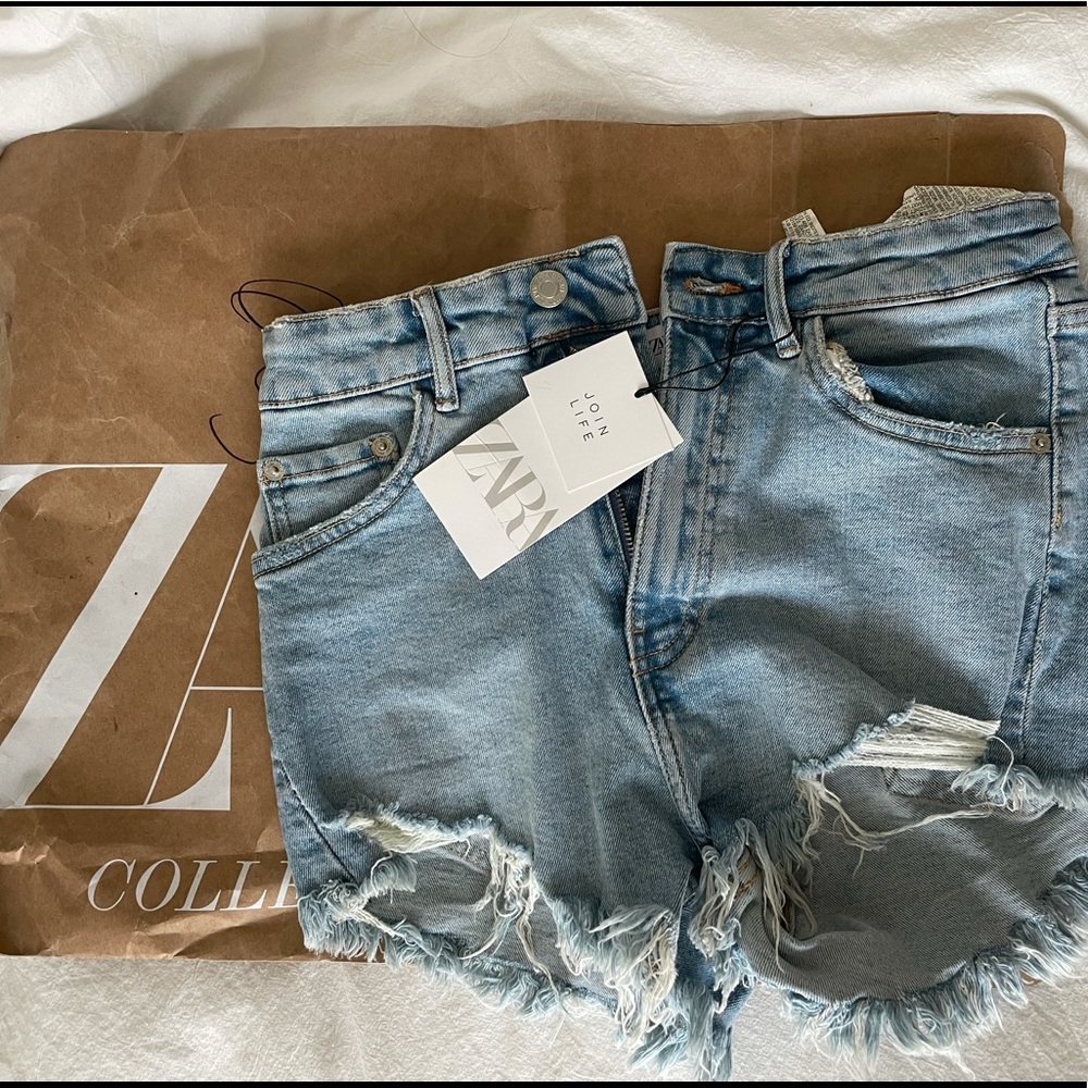 Brand new Zara light wash high rise jean shorts!